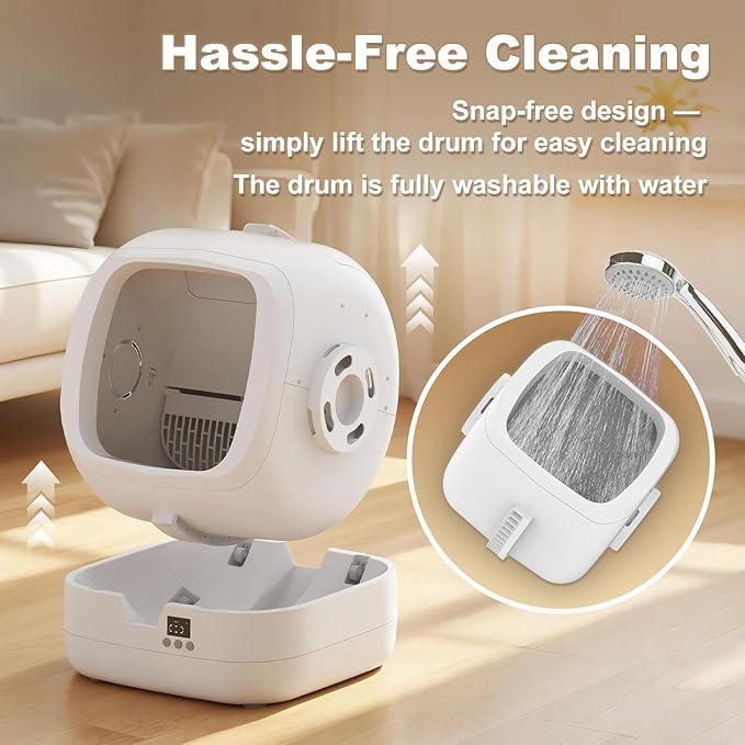 Automatic Cat Litter Box Self Cleaning - APP Control and Weight Monitoring - Ultra-Quiet, Suitable for Medium Cats and Kittens, Safe Anti-Pinch Litter Box (Assembly Required) -White-Mewly Pet