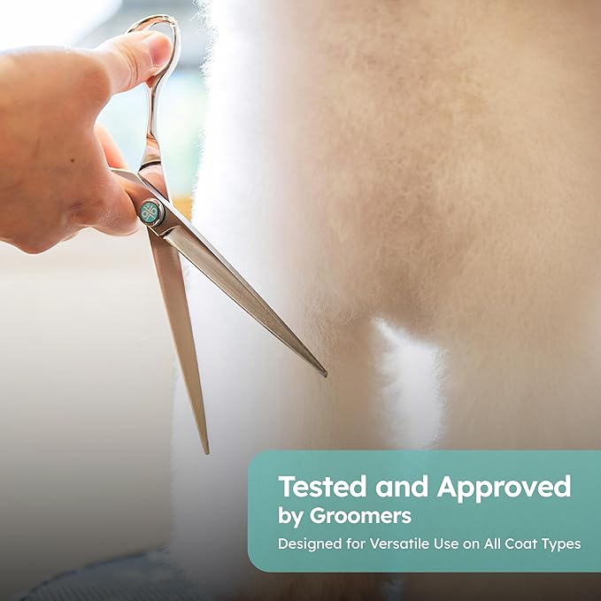 7" Dog Grooming Scissors – Handcrafted, Ergonomic, VG10 Stainless Steel for Sharper, Tougher, Better Edge Retention, Lightweight Shears with 3D Convex Blade for Dogs and Cats-Mewly Pet