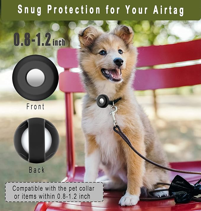 Airtag Holder for Dog Collar, Cibaabo Silicone Air Tag Case Cover Compatible with Apple Airtags for 0.8-1.2inch Cat Pet Collar Harness Loop-Mewly Pet