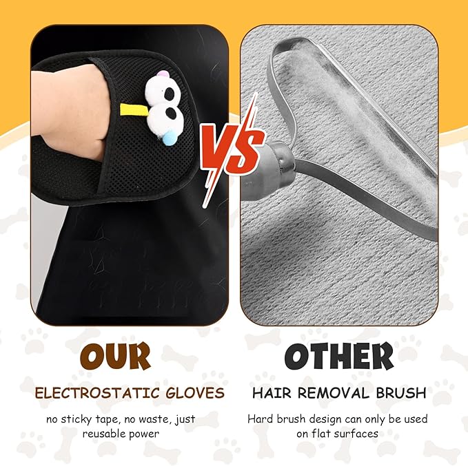 2 PCS Electrostatic Pet Hair Remover, Pet Hair Remover Tool for Cats & Dogs, Cleaning Gloves for Carpet, Couch, Furniture, Car Seat, Double-Sided, Reusable, Washable-Mewly Pet