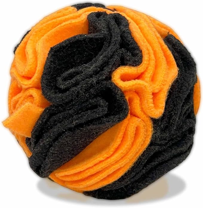 Puppy and Small Breed Snuffle Interactive Foraging Dog Puzzle Ball Toy Halloween Orange and Black-Mewly Pet