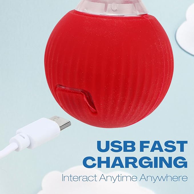 2 Pcs Interactive Rolling Cat Dog Toy Ball, Electric Cat Ball Toy Smart Automatic Self Rolling Dog Ball Toys, 360° Smart Rolling Ball Toy Electric Balls for Dog Cat (Red)-Mewly Pet