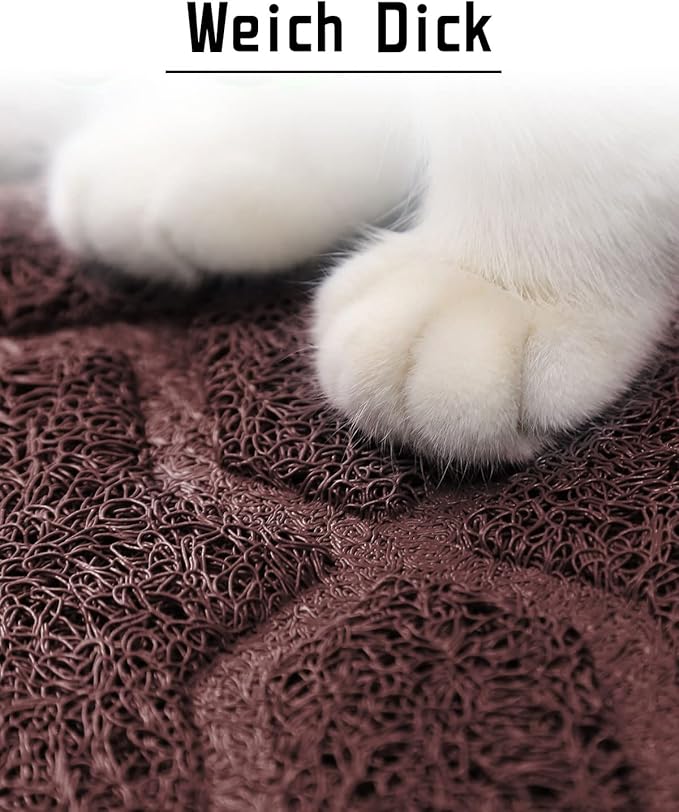 Yimobra Cat Litter Mat, 47"x36" Litter Box Mat with Litter Lock Mesh, Soft Cat Litter Mat Litter Trapping Mat, Easy to Clean, Non-Slip, Water Resistant, Litter Free Floors, Dark Coffee-Mewly Pet