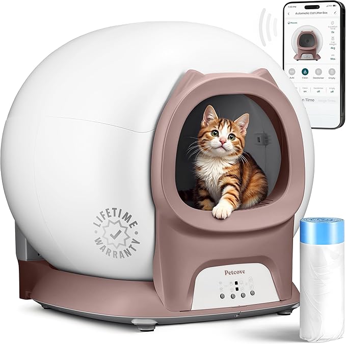 Self Cleaning Litter Box with Auto Safety Sensors for Multiple Cats - Automatic Cat Litter Box Self-Cleaning - Covered Odor Removal with APP Control - Compatible On All WiFi - Electric Robot-Mewly Pet