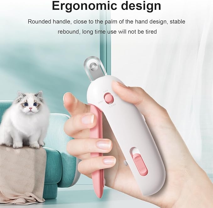 Pett Nail Clipper for Cats - Gentle Round-Hole Trimmer with Dust Storage | Adjustable Size & Hidden Nail File | Pet Grooming Tool for Safe & Loving Care (Pink)-Mewly Pet