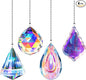 4 Pieces Crystal Ceiling Fan Pull Chain Decorative Rainbow Pull Chain Extension 20 Inch Ceiling Ornament with Ball Connector(Longan, Round, Polygon, Quadrilateral)