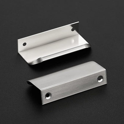 Ravinte Hardware 10 Pack Silver Cabinet Handles, 3.15 Inch (80mm) Finger Edge Pulls, 2-1/2 Inch Hole Center, Finger Pulls for Cabinets