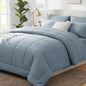 CozyLux Full Size Comforter Sets Grayish Blue, 7 Pieces Bed in a Bag, Blue Comforter Full Size, All Season Bedding Sets with Stitch Quilted Comforter, Flat Sheet, Fitted Sheet, Pillowcases
