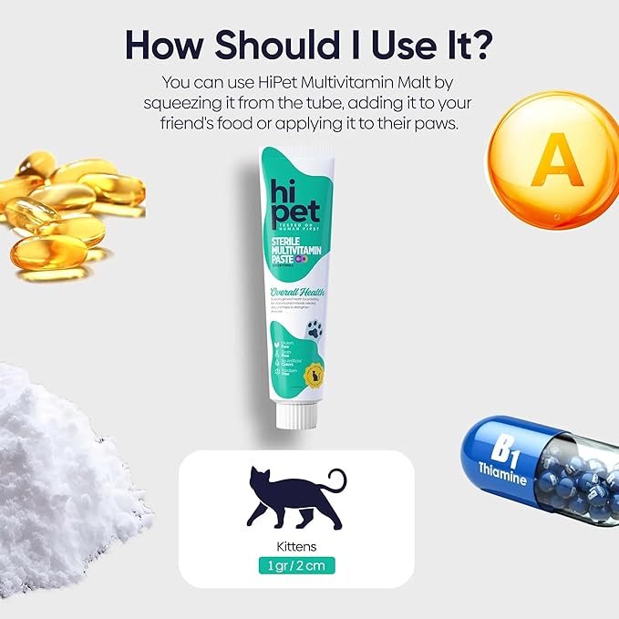 Hi Pet Multivitamin Cat Malt, Cat Treats Lickable, Supports Immune System, Metabolism, Dental Health, Weight Control, Iron for Cats, 2.65 Oz (Pack of 1)-Mewly Pet