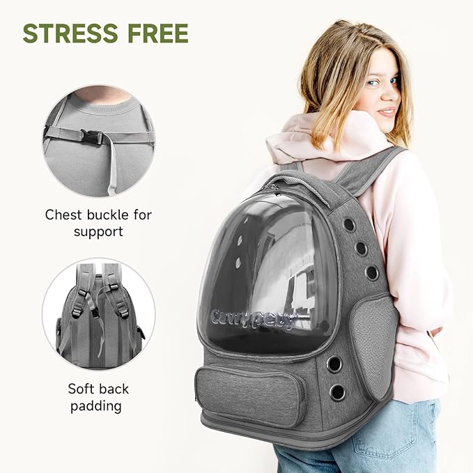 Cat Backpack Carrier, Breathable Cat Carrier Large Space Bubble Pet Backpack for Kitty Small Dog up to 12lbs, Transparent & Foldable Pet Carrier for Travel Hiking-Mewly Pet