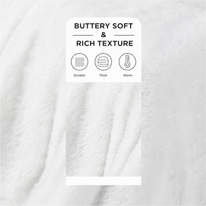 Bedsure GentleSoft Fluffy White Blankets Queen Size for Bed, Thick Sherpa Faux Fur Fleece Fuzzy Plush Winter Warm Heavy Soft Queen Blankets, Bedroom Decor White Gifts Cozy Gifts for Women Men, 90x90