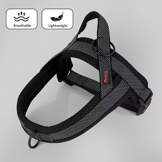 Didog No Pull Dog Harness with Breathable Mesh Padded, Full Reflective & Quick Fit Adjustable Vest Harness, Easy for Training Walking for Small & Medium and Large Dogs (Black, M:Chest 21-26")-Mewly Pet