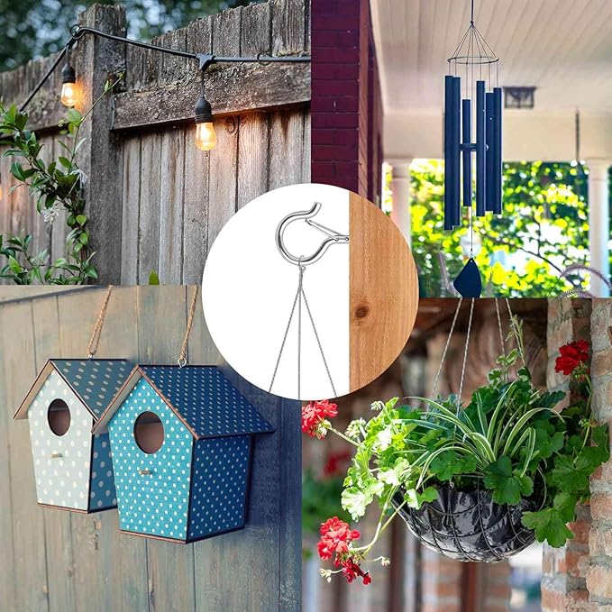 96 PCS Q-Hanger Hooks, Screw Hooks for Outdoor String Lights, Safety Buckle Design Cup Eye Hook for Hanging Christmas Lights, Plants, Mounted on Wall Ceiling, Include 1 Wing Nut Driver, Silver
