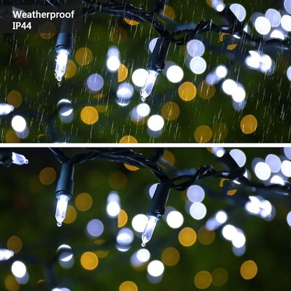 Brizled Christmas Tree Lights, 2 Pack 33ft 100 LED Christmas Lights, 120V UL Certified Connectable Xmas Light Indoor Outdoor, Clear Mini Light for Xmas, Tree, Home, Holiday, Green Wire, Bright White