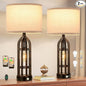 Seealle Table Lamp for Living Room Set of 2 - Copper Bedside Lamp for Bedroom with USB C+A & Outlet, Farmhouse Lamps for Night Stands, 3-Way Dimmable Touch Lamps for Living Room