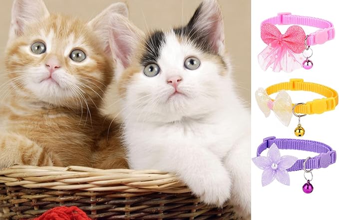 16 PCS Cute Cat Collars Breakaway with Bell for Boy Cats and Girl Cats Gifts (#2-Multicolor Lace)-Mewly Pet