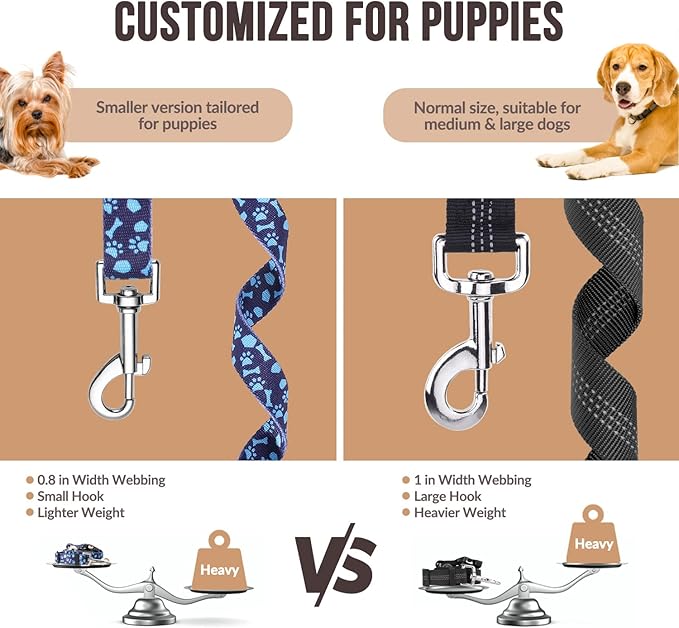 SlowTon Dog Seat Belt for Car, 2 Pack Dog Car Harness Seatbelt Adjustable with Elastic Bungee Buffer, 2 in 1 Pet Car Leash Headrest Restraint Dog Reflective Safety Tether (S, Blue, Headrest+Clip)-Mewly Pet