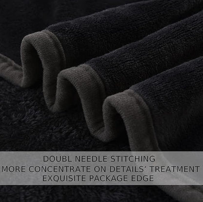HOZY Soft Blanket Queen Size Fleece Warm Fuzzy Throw Blankets for The Bed Sofa Lightweight 350GSM Charcoal Grey 90"*90"