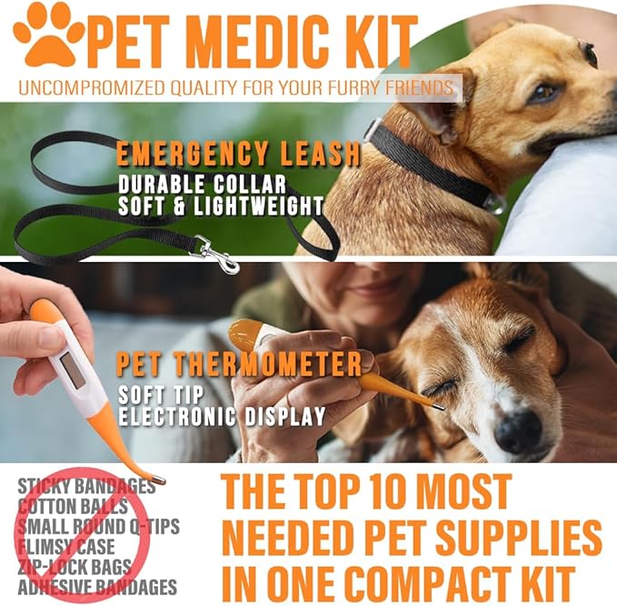 EVERLIT Pet Medic First Aid Kit | Vet-Approved Animal Care Kit with 95 Pcs Medical, Outdoor & Emergency Supplies to Treat Dogs, Cats | Travel-Friendly Compact Bag for Home, Car and Travel (Blue)-Mewly Pet