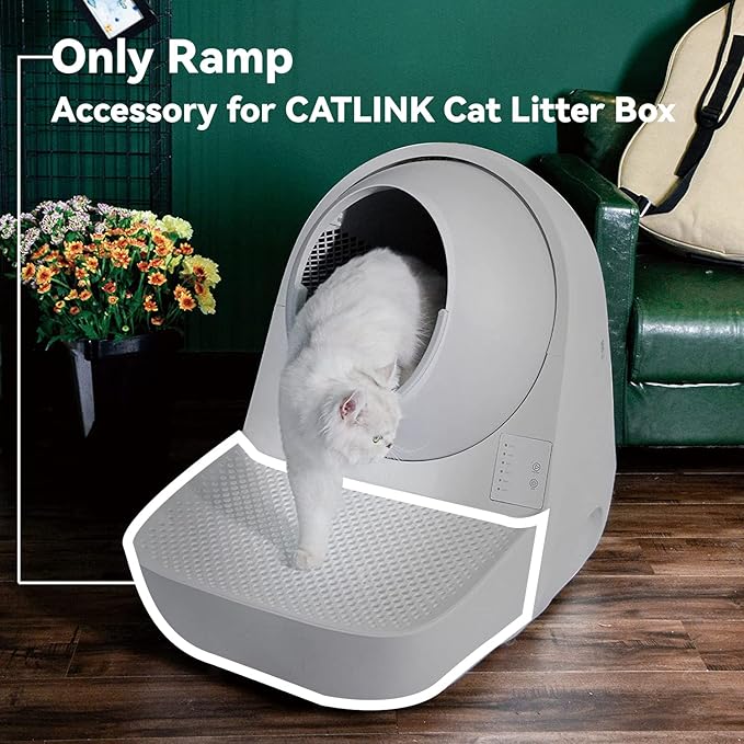 CATLINK Ramp, Compatible with Prox Self Cleaning Cat Litter Box, Easy Entry for Elder Cats, Kitten and Cats with Limited Mobility, Traps Mess from Box and Paws (Grey)-Mewly Pet