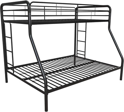 DHP Dusty Metal Bunk Bed with Secured Ladders, Twin/Full, Black