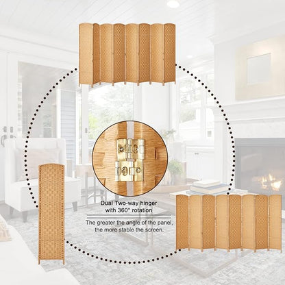 Rose Home Fashion Room Divider, 6 ft Tall Room Dividers and Folding Privacy Screens, 16in Privacy Screen 8 Panel Light Beige Space Temporary Wall Foldable Partition Separation