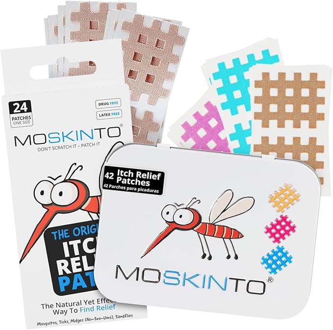 Moskinto The Original Itch Relief Patch, Mosquito Bite Patches for Kids and Adults, Instant Relief Natural Patches for Bug Bites, Travel Pack + Family Pack, Nude & Colorful Patches, 66 Count-Mewly Pet
