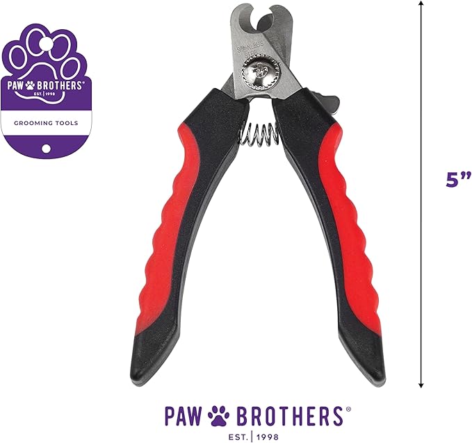 Ryan's Pet Supplies Paw Brothers Nail Clipper for Dogs and Cats, Pet Nail Clippers, Safe Grooming Tool, Professional Grade for Groomers, Stainless Steel Blades, Safety Guard, Small, 5 Inches-Mewly Pet