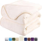 HOZY Soft Blanket Twin Size Fleece Warm Fuzzy Throw Blankets for The Bed Sofa Lightweight 350GSM Ivory 66"*90"
