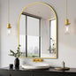 Delma Arched Bathroom Mirror, 28"x40" Wall Mounted Vanity Mirror for Bedroom, Living Room and Entryway, Gold