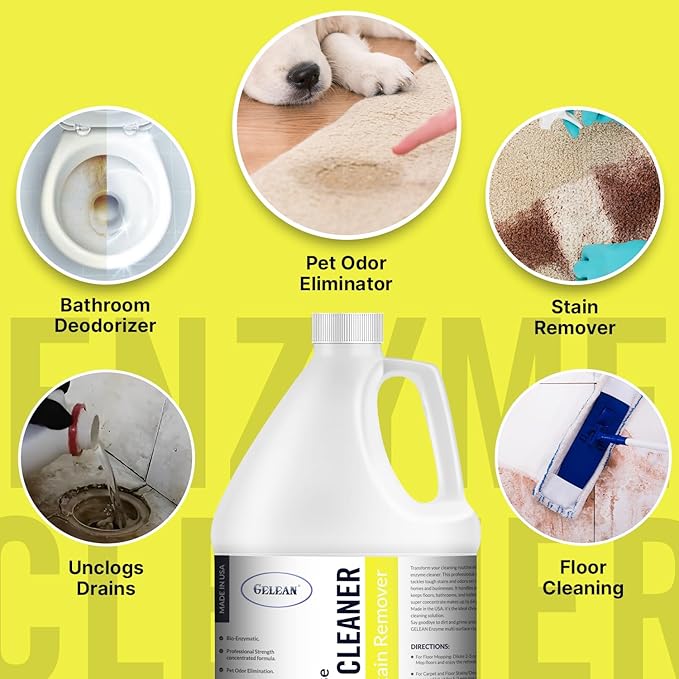 Multi-Purpose Probiotic Enzyme Cleaner, Made in USA - Pet Stain and Odor Remover - Concentrated - Professional & Home Strength Drains, Floors, Bathrooms, Toilets Trash Can, (1 gallon, Citrus)-Mewly Pet