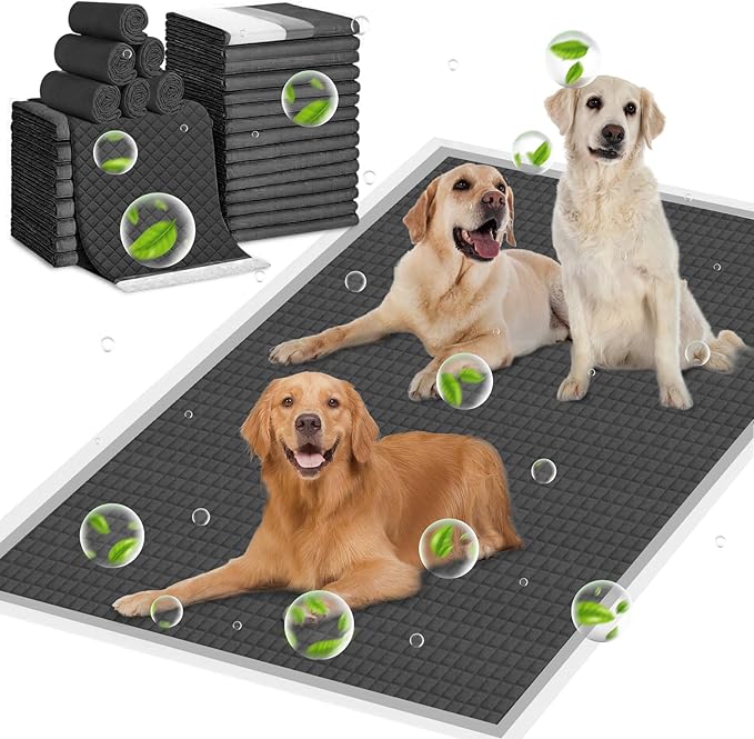 ELEGX Extra Large 28"x44" 40 Pcs Odor-Control Super Absorbency Charcoal Pee Pads for Dogs,Leak-Proof Pet Training Pee Pads,Thicken Disposable Potty Pads Puppy Training Pads for Cats Rabbits-Mewly Pet