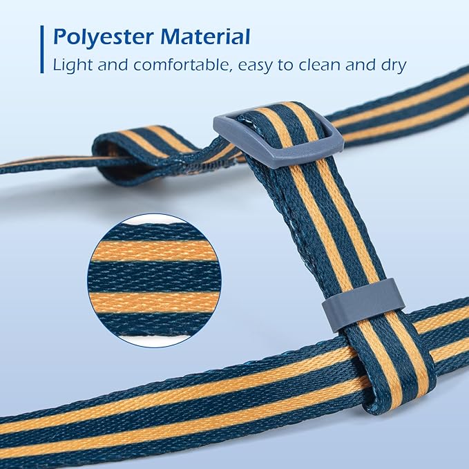 Stripe Step in Dog Harness for Small Dogs, Freedom Nylon Dog Halter Vests, Lightweight and Escape Proof Puppy Harness, Quick Fits for Small Medium and Large Dogs, Blue L-Mewly Pet