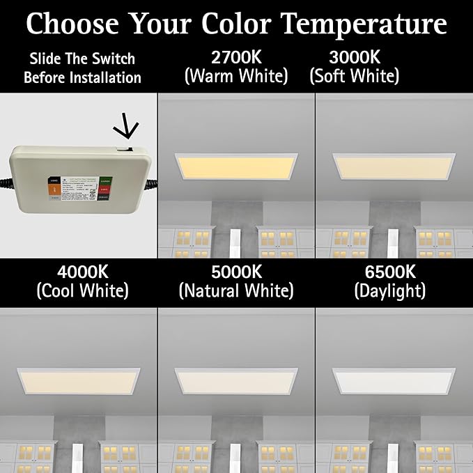 Ultralux Framed 1x4 ft LED Light Panel - CCT Switchable Surface Mount Light with Integrated Frame for Kitchen, Home & Office - TRIAC Dimmable, 5 CCT Adjustable Color Temperature (White, 1 Pack)