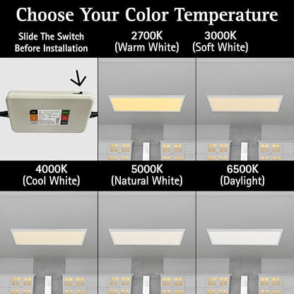 Ultralux Framed 1x4 ft LED Light Panel - CCT Switchable Surface Mount Light with Integrated Frame for Kitchen, Home & Office - TRIAC Dimmable, 5 CCT Adjustable Color Temperature (White, 1 Pack)