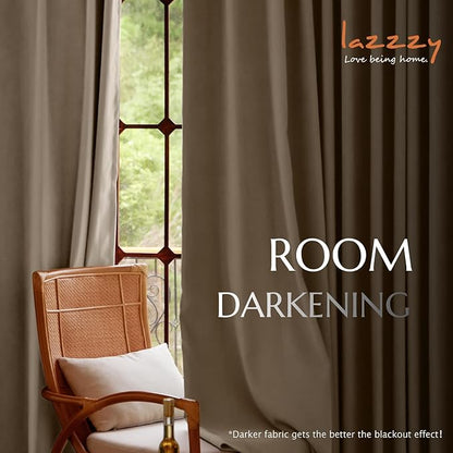 Lazzzy Velvet Blackout Curtains Thermal Insulated Room Window Drapes Super Soft Luxury Curtains for Living Room Bedroom Rod Pocket 2 Panels, Light Taupe, 52" W x 90" L