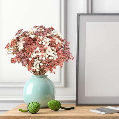 Baby Breath Flowers Fall Flowers Artificial Bulk, 10Pcs Fall Decor Fake Gypsophila Plants Bouquets Flowers Real Touch Faux Babies Breath Arrangement for Home Autumn Wedding Vase Decoration Fall Orange