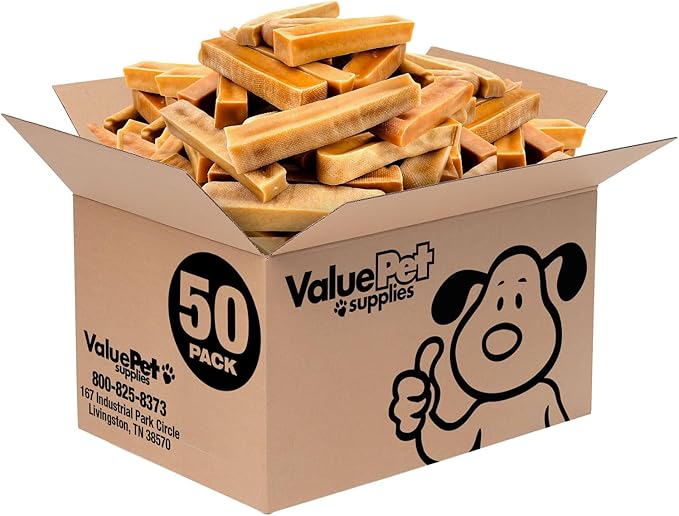 ValueBull Himalayan Yak Cheese Dog Chews, Extra Large, 50 ct Wholesale Pack - Long Lasting for Aggressive Chewers, All Natural, Healthy & Safe, Low Odor Nepal Yak Milk Chews-Mewly Pet
