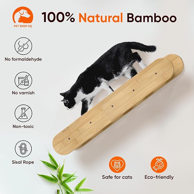 Wall-Mounted Cat Furniture for Climbing - Indoor Wooden Floating Shelves, Perches, Hammock, Bed, Bridges, and Walkways-Mewly Pet