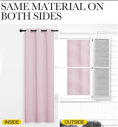 NICETOWN Baby Pink Blackout Curtains 90 inches Length for Living Room, 2 Panels, 55" Wide, Thermal Insulated Long Drapes for Large Window