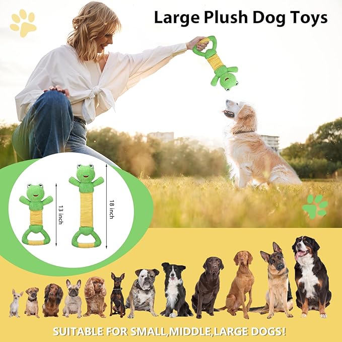 Dog Squeak Toys Durable Plush Dog Toy with Crinkle Paper, Tug of War Pull Toys for Puppies, Interactive Dog Chew Toys for Small, Medium and Large Dogs-Mewly Pet