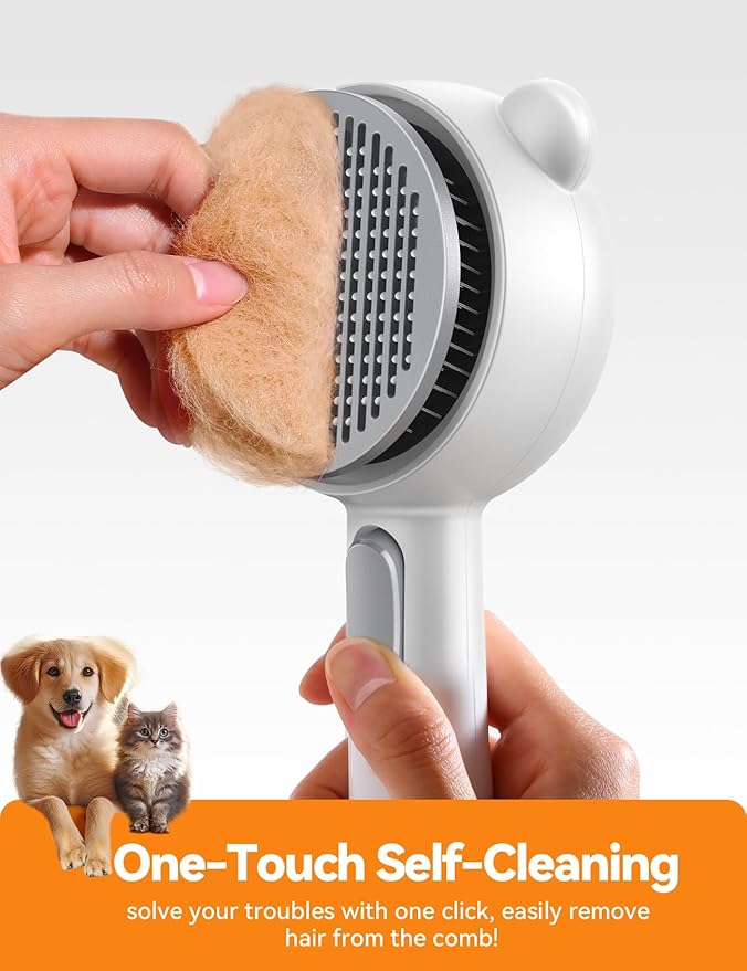 Cat Steam Brush, Brushes for Indoor Cats with Release Button, Dual Speed Spray USB Rechargeable Grooming Supplies, Cat Brush for Shedding Suitable for All Long-haired and Short-haired Pets-Mewly Pet