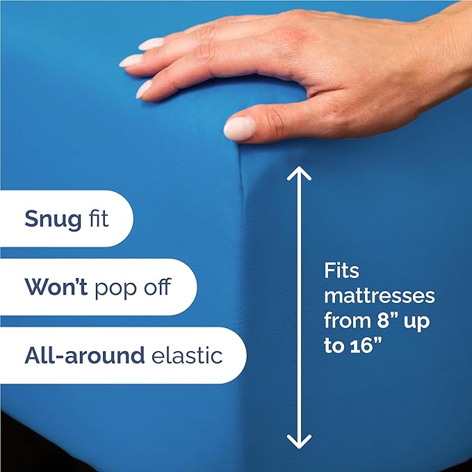Twin XL 4 Piece Sheet Set - Comfy Breathable & Cooling - Ultra Soft Hotel Luxury Bedding Set w/ 8-16 Inch Deep Pockets - 1 Flat & 1 Fitted Sheet & 2 Pillowcases - Wrinkle Free & Easy Care - Royal Blue