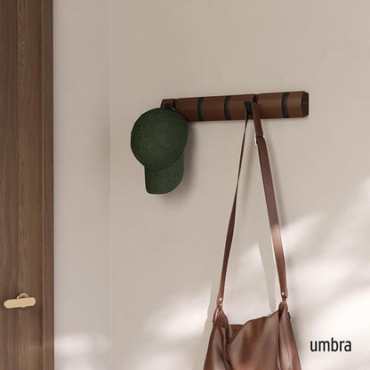 Umbra Flip Wall-Mounted Coat Rack Rail Hook for Hats, Jackets, Bags and More – Modern, Space-Saving Storage Organizer for Entryway, Mudroom, Closet, Bathroom, Bedroom, Kids Room, or Nursery, 5 Hooks,