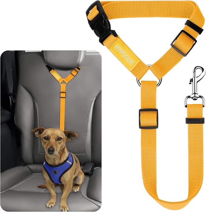 BWOGUE Pet Dog Cat Seat Belts, Car Headrest Restraint Adjustable Safety Leads Vehicle Seatbelt Harness (1 Pack)-Mewly Pet