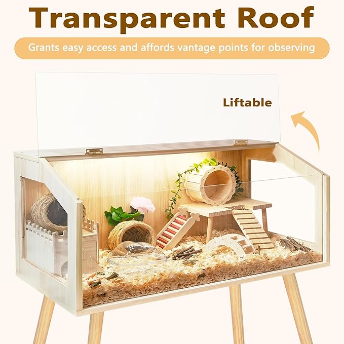 Prolee Hamster Cage with Legs, Guinea Pig Cages Chew Proof, Hamster House, Hamster Cages and Habitats, 48" L x 20" W x 47.6" H-Mewly Pet