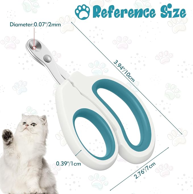 Cat Nail Clipper, Durable Stainless Steel Cat Nail Trimmer with Sharp Blade and Anti-Slip Handle, Professional Small Animal Claw Clippers for Cats Kittens Dogs Rabbits Guinea Pigs-Mewly Pet