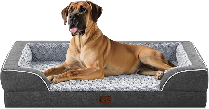 Orthopedic XXL Dog Bed for Extra Large Dogs, Waterproof Memory Foam Dog Beds with Sides, Egg-Crate Foam and Non-Slip Bottom Big Dogs Beds with Washable Removable Cover(XX-Large,Dark Grey)-Mewly Pet