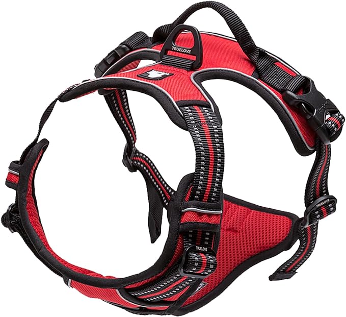 TRUE LOVE Adjustable No-Pull Dog Harness Reflective Pup Vest Harnesses Comfortable Control Brilliant Colors Truelove TLH5651(Red,XL)-Mewly Pet