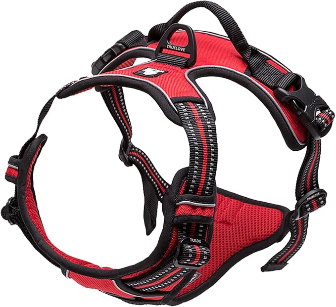 TRUE LOVE Adjustable No-Pull Dog Harness Reflective Pup Vest Harnesses Comfortable Control Brilliant Colors Truelove TLH5651(Red,L)-Mewly Pet